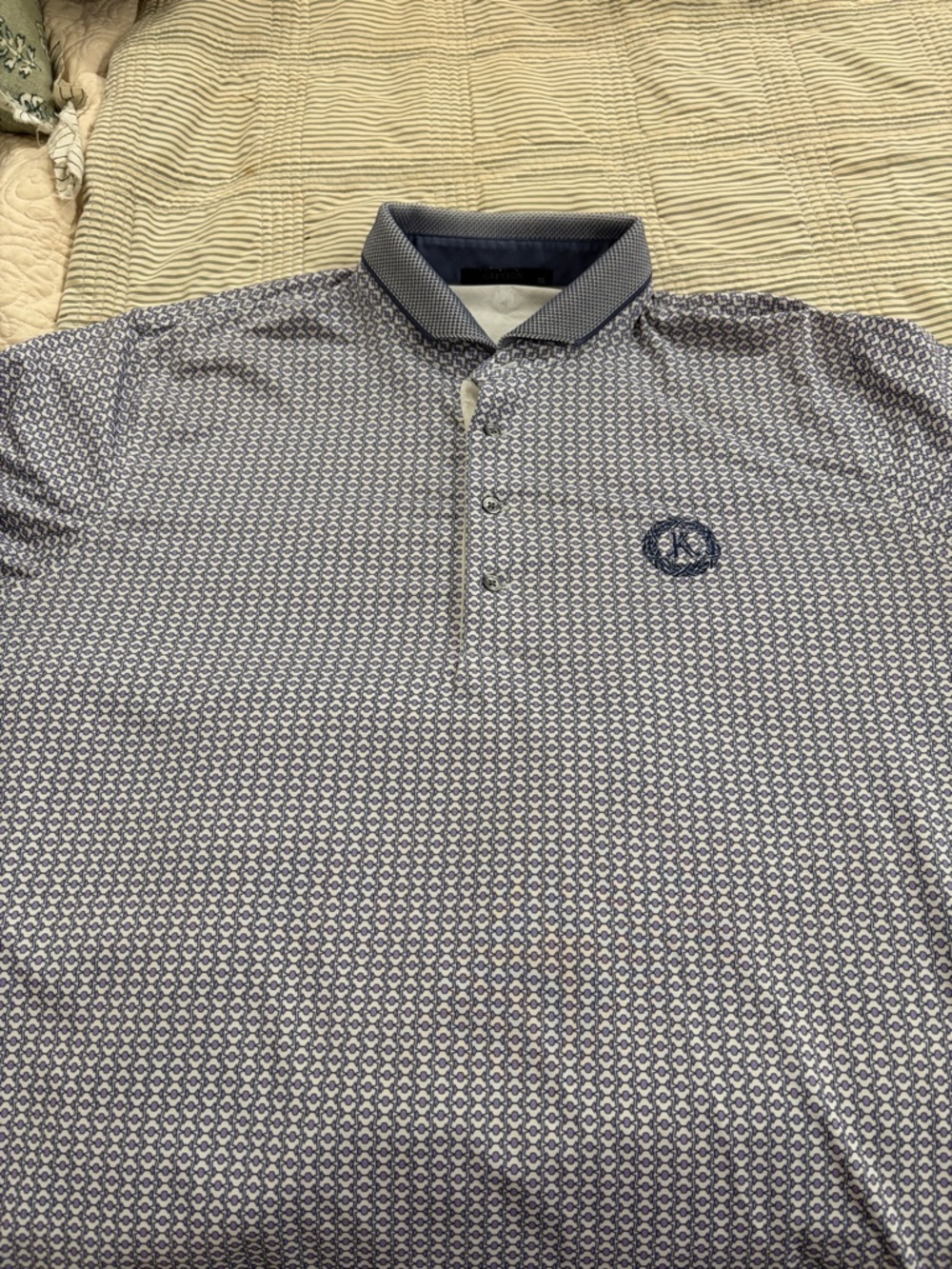 Greyson Golf Polo Men's Navy Patterned Polo Shirt